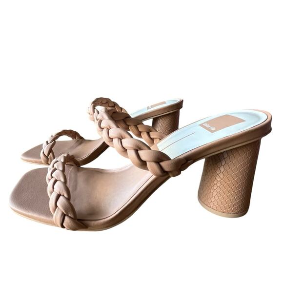 Dolce Vita Naira Woven Sandals Size 9 Cafe Stella Tan Stacked Heels NWT NIB - Picture 1 of 9